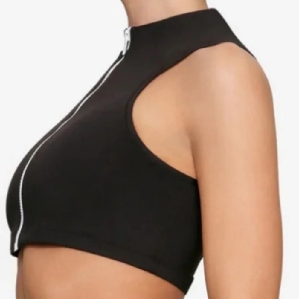 SKIMS Sporty Zipper Swim Mock Neck